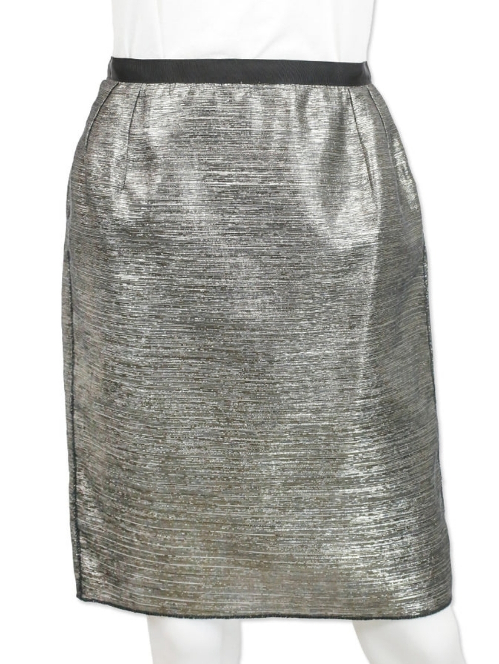 Dolce & Gabbana Silver Metallic Pencil Skirt